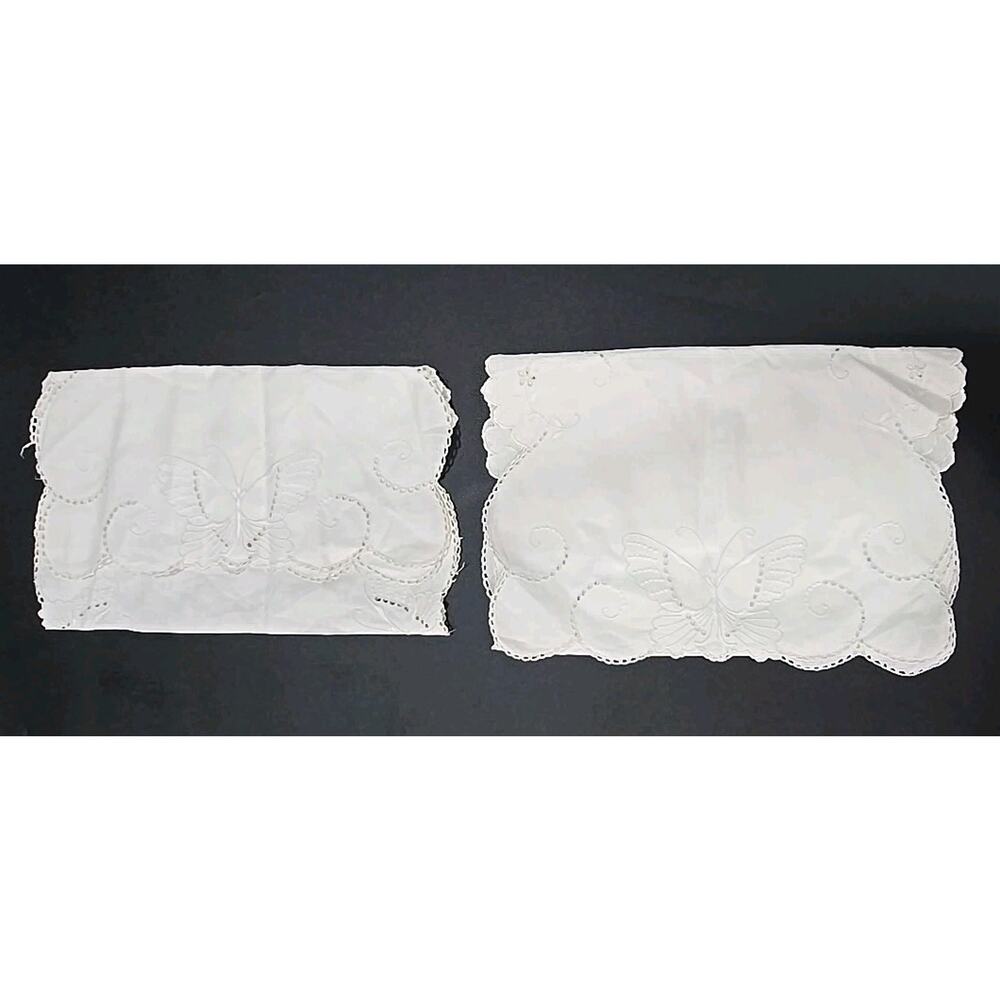 Vintage 1940'S Hand Embroidered Lot os 2 42" and 34" Butterfly‎ Pattern U295